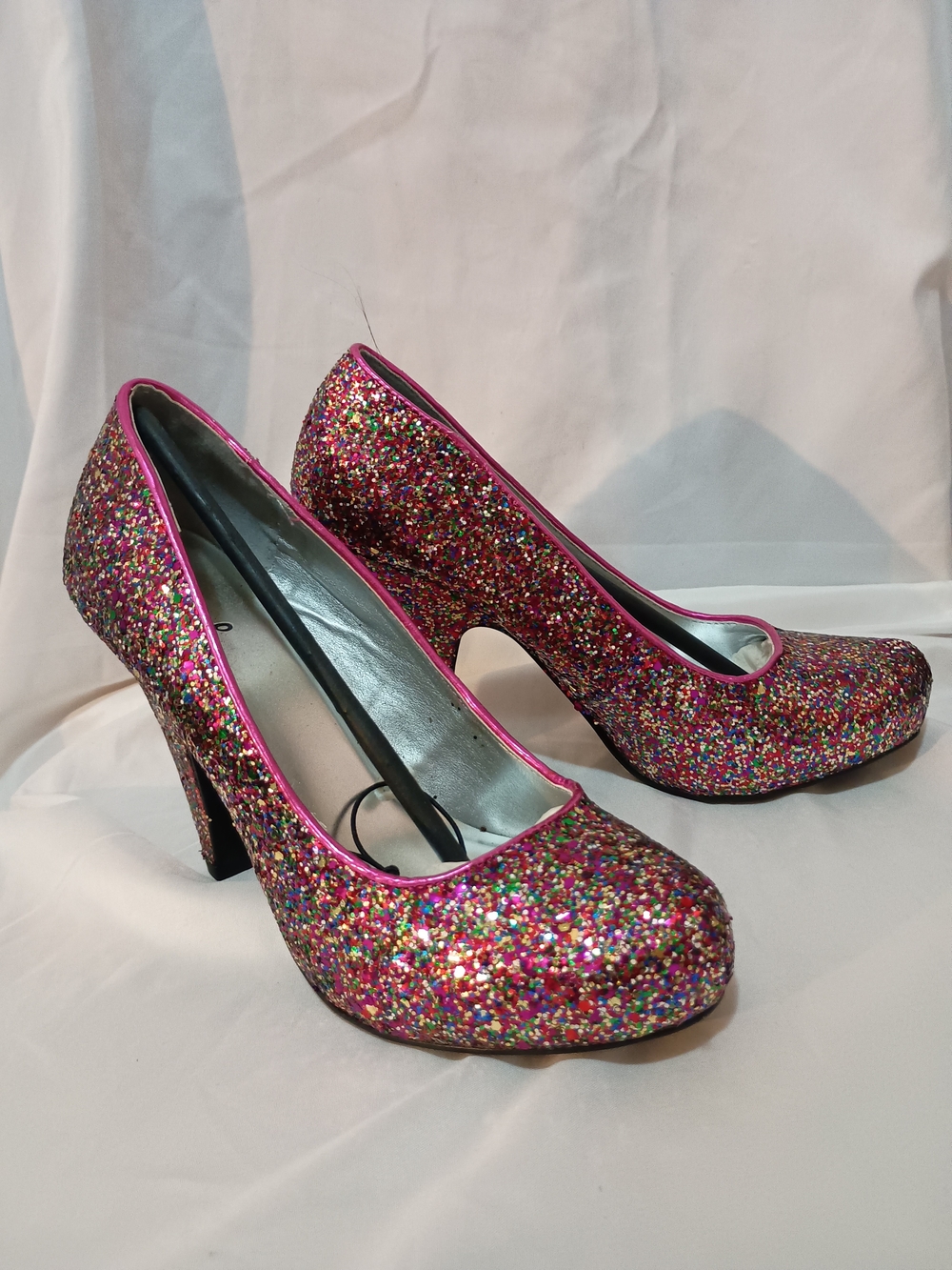 Qupid Pink Multicolor Glitter Sparkle High Heels Women's 6.5 Pumps
